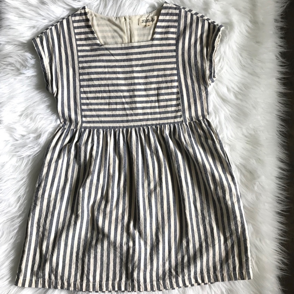 Listicle Dress - Blue White Stripe Linen sz Small